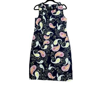 Talbots‎ Womens Dress Size M Paisley Print  Jersey Shift  Sleeveless  Maximalist